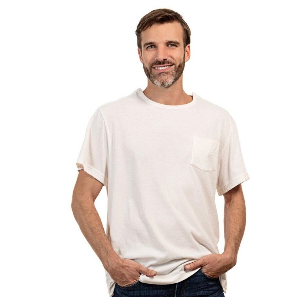 MAI We Care Post‎ Shoulder Surgery Chemo White Snap Button T-Shirt Mens MED